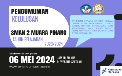 Pengumuman Kelulusan SMAN 2 Muara Pinang Tahun Pelajaran 2023/2024